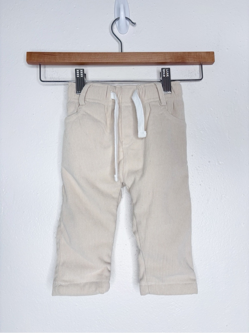 Little Bipsy Ivory Corduroy Lined Pull On Pants Size 6-12M EUC